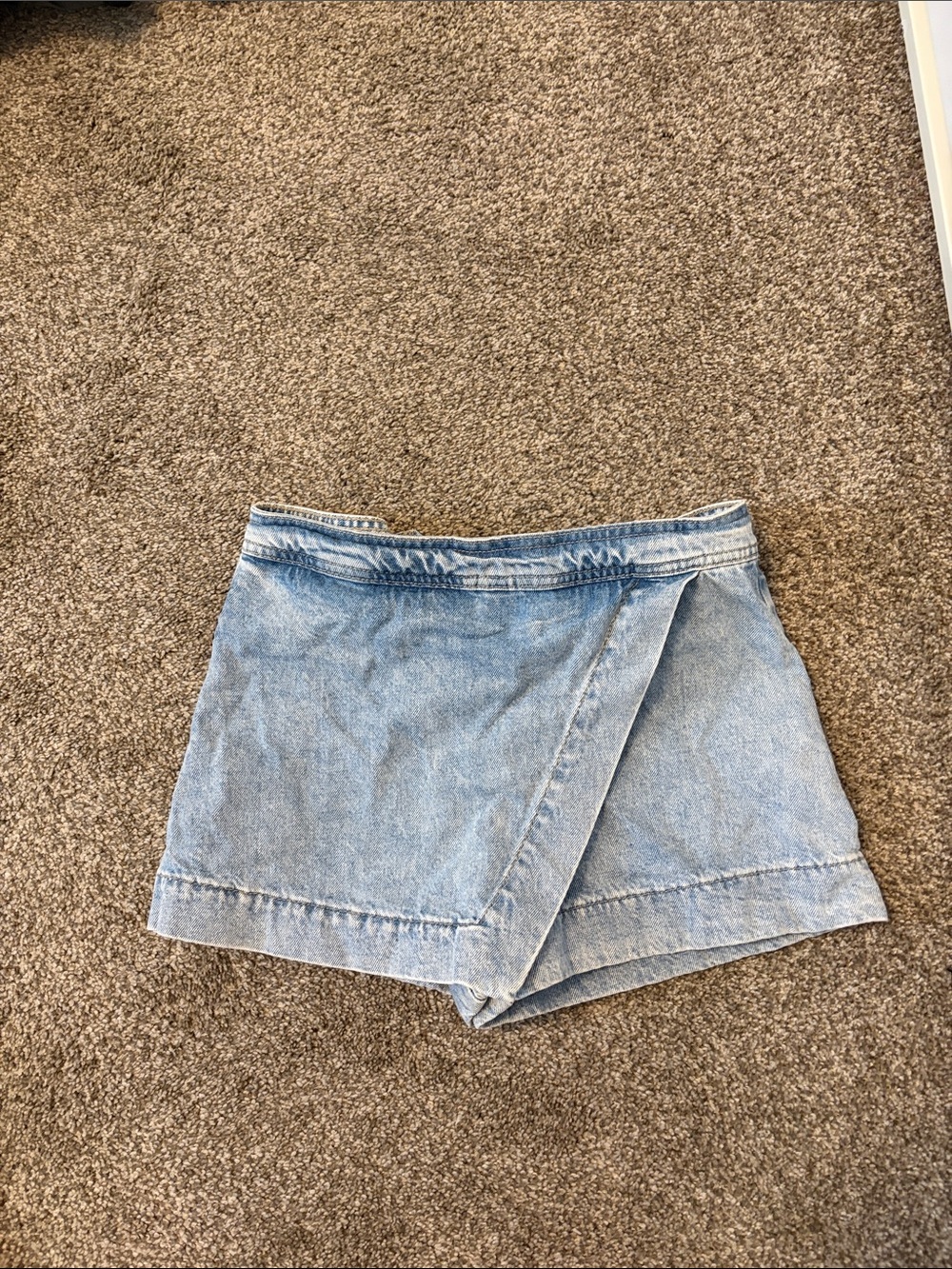 H&M Light Blue Denim Wrap Skort